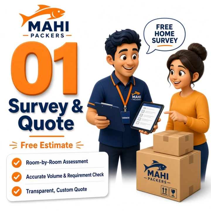 Mahi Packers moving process step 1 – free home survey and written shifting quote in Hosur